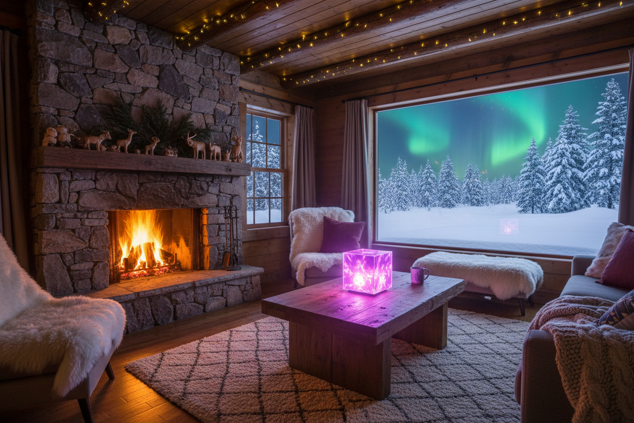 Cozy Cabin with Fireplace and Snow View
